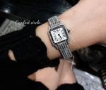 Cartier 316L Steel 27*37MM Full Diamond Quartz Movement White Watch
